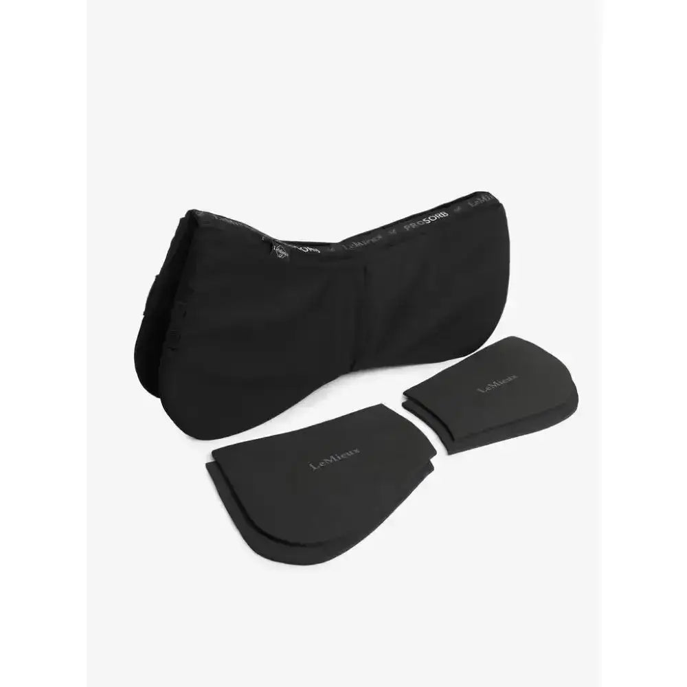 Black lemieux prosorb plain pocket half pad set with matching protective inserts expertly designed for horse comfort