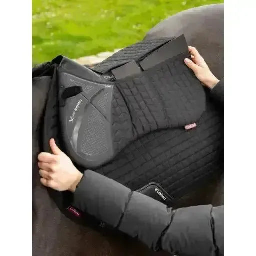 LeMieux ProSorb Plain 3 Pocket Quilted Half Pad Black Medium Black Corrective Saddle Pads