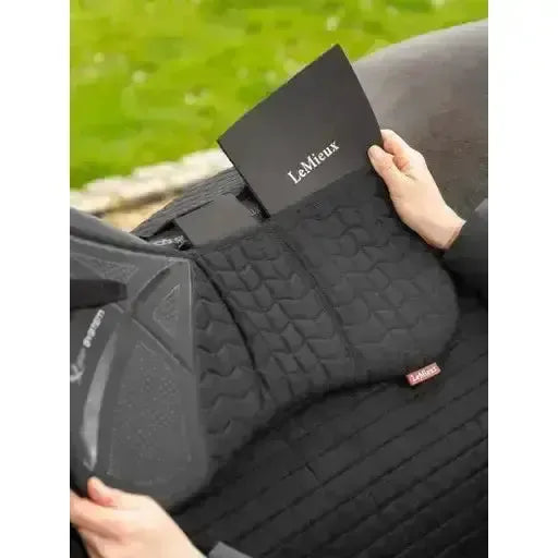 LeMieux ProSorb Plain 3 Pocket Quilted Half Pad Black Medium Black Corrective Saddle Pads