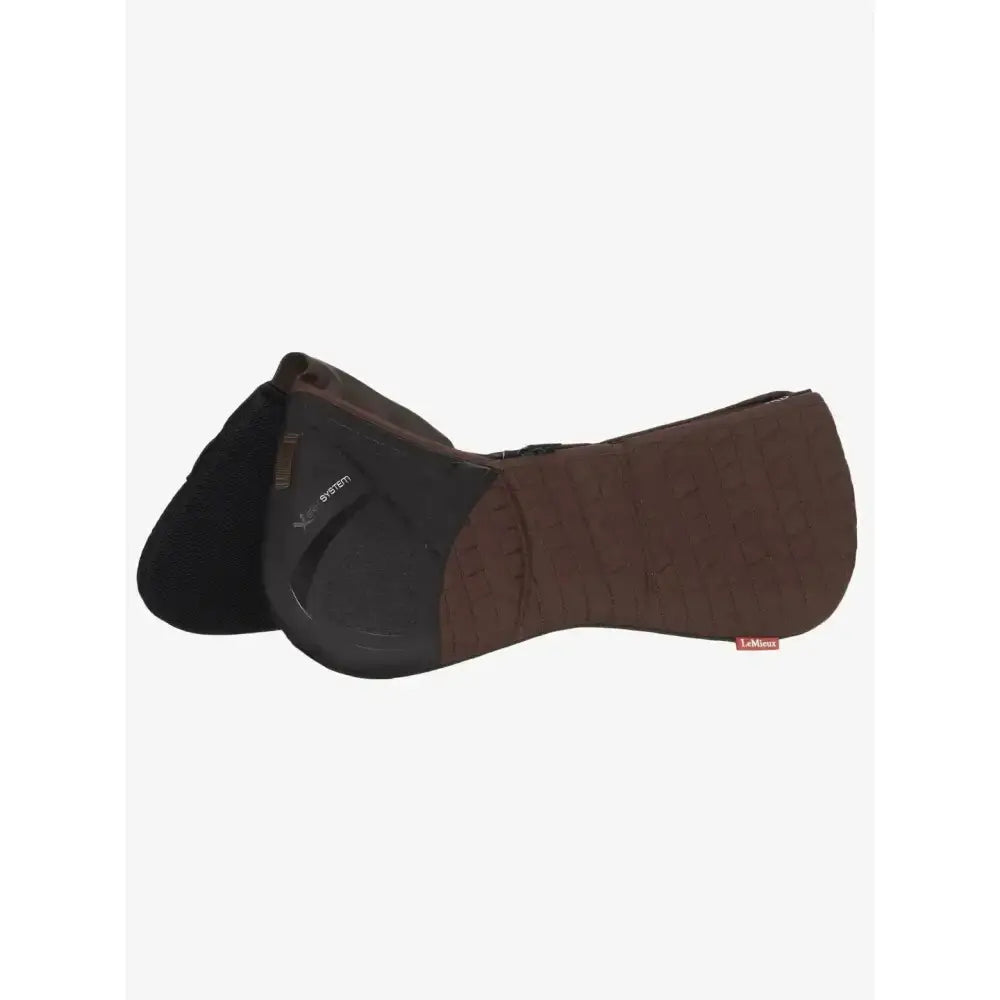 Brown and black lemieux prosorb plain pocket quilted half pad with soft padded design for comfortable riding