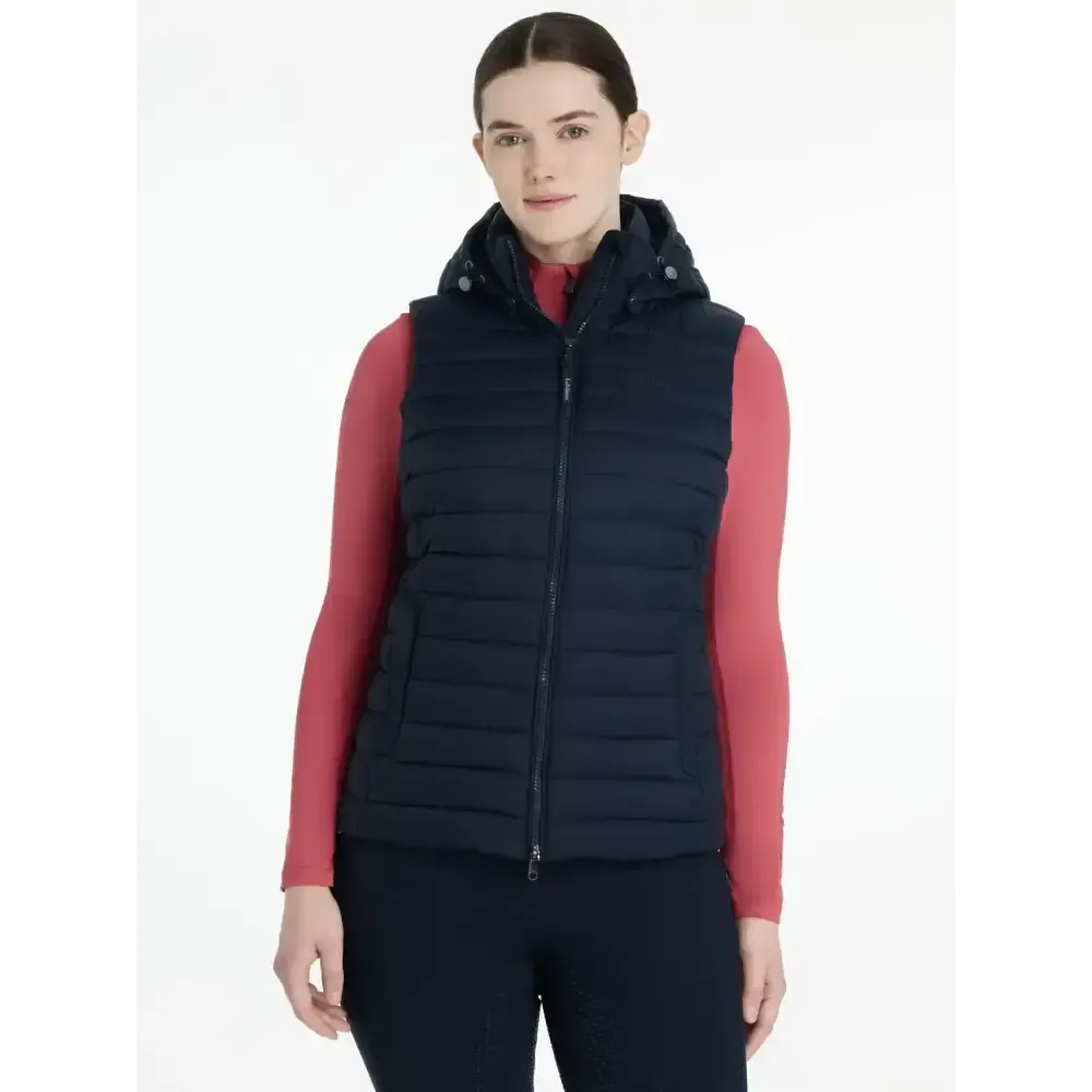 Lemieux Rose Hooded Puffer Gilet Navy Navy UK 6 Gilets
