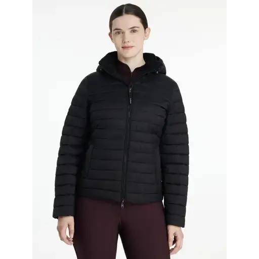 Lemieux Rose Hooded Puffer Jacket Black Black UK 6 Outdoor Jackets