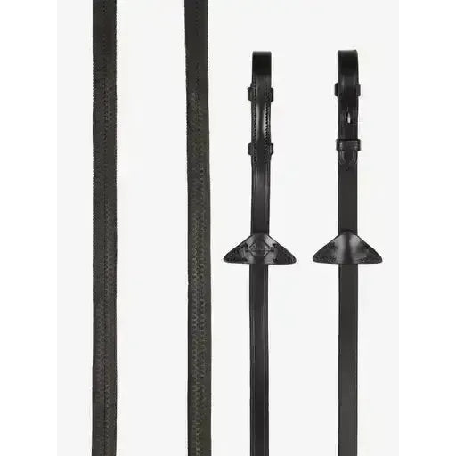 LeMieux Rubber Reins Brown/Silver Pony Brown/Silver Rubber Reins