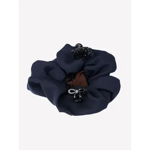 LeMieux Scrunchie with Crystal Hair Net Navy/Brown Navy/Brown One Size Hair Scrunchies