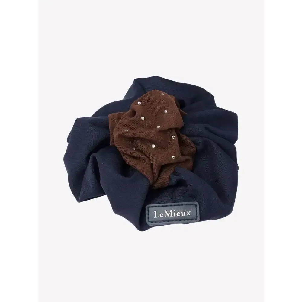 LeMieux Scrunchie with Crystal Hair Net Navy/Brown Navy/Brown One Size Hair Scrunchies