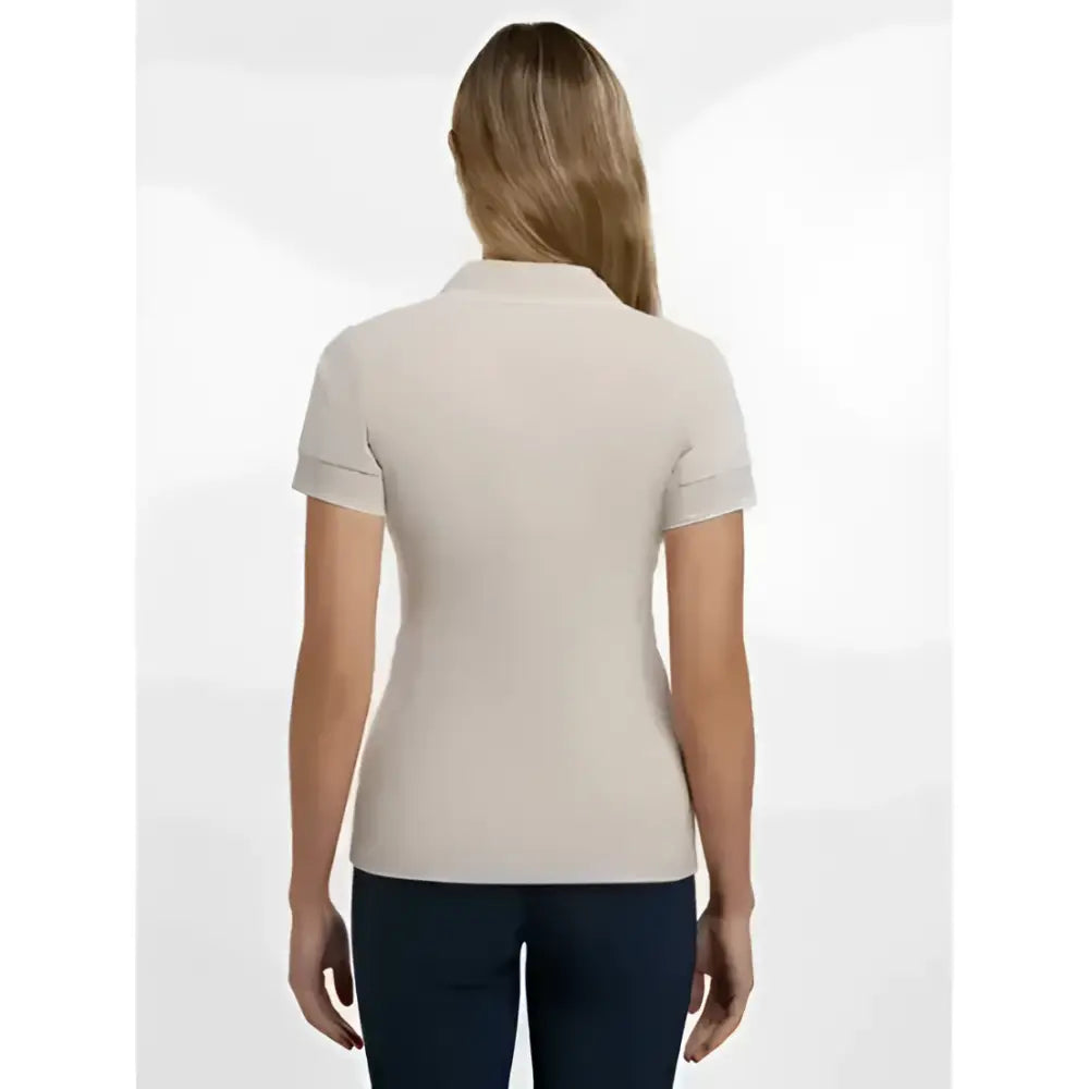 Beige lemieux serena sports polo stone with short sleeves classic collar and neatly folded cuffs perfect for sportswear