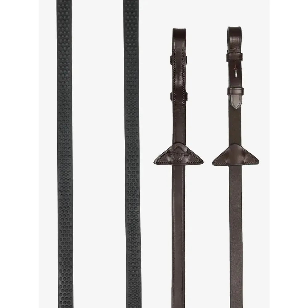 LeMieux Soft Rubber Reins Havana/Silver Pony Havana/Silver Rubber Reins