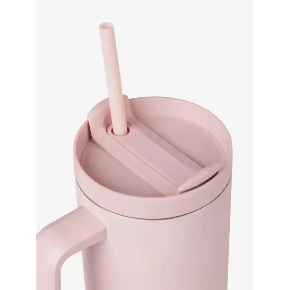 Pink insulated lemieux sports cup blossom with matching lid straw and sleek handle for easy outdoor use