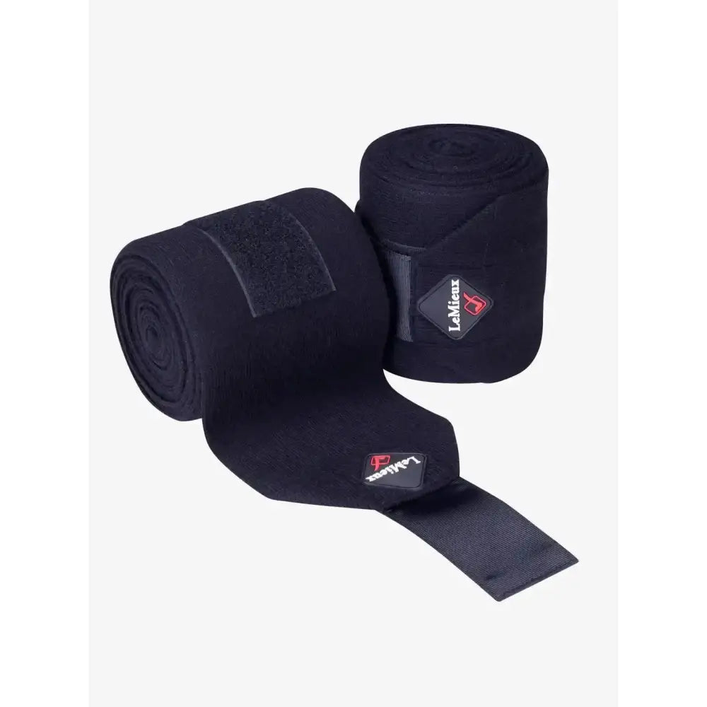 Black lemieux stable bandages with velcro closure and brand logo, quality stable bandage pads for horses