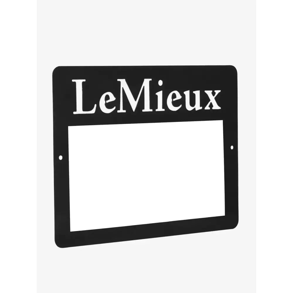 Black rectangular lemieux stable magnetic whiteboard black plaque with white lemieux lettering for stable use