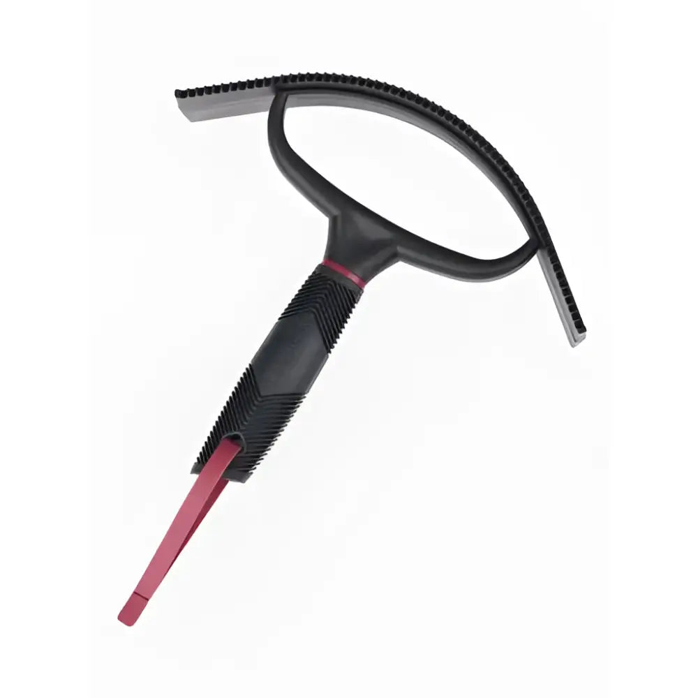 Lemieux sweat scraper black with red metal blade and black rubber textured grip for easy surface cleaning and scraping