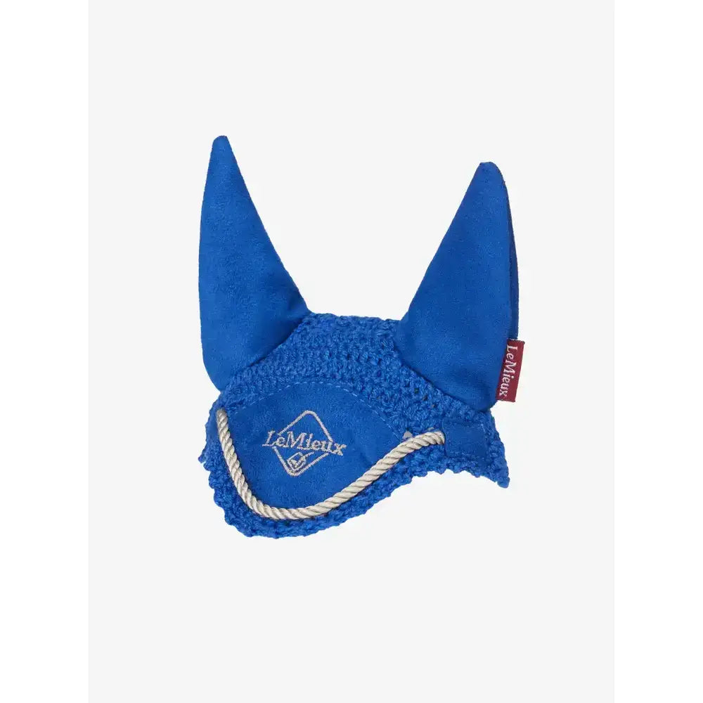 Blue lemieux toy pony fly hood benetton made of textured fabric with white rope trim in hood benetton blue