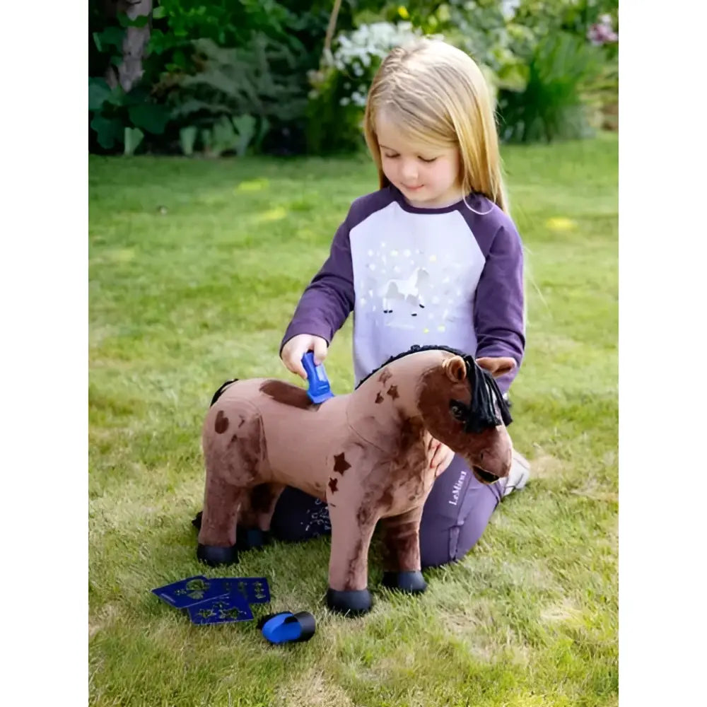 Brown plush lemieux toy pony gracie with black mane star markings soft fabric body and sturdy black rubber feet