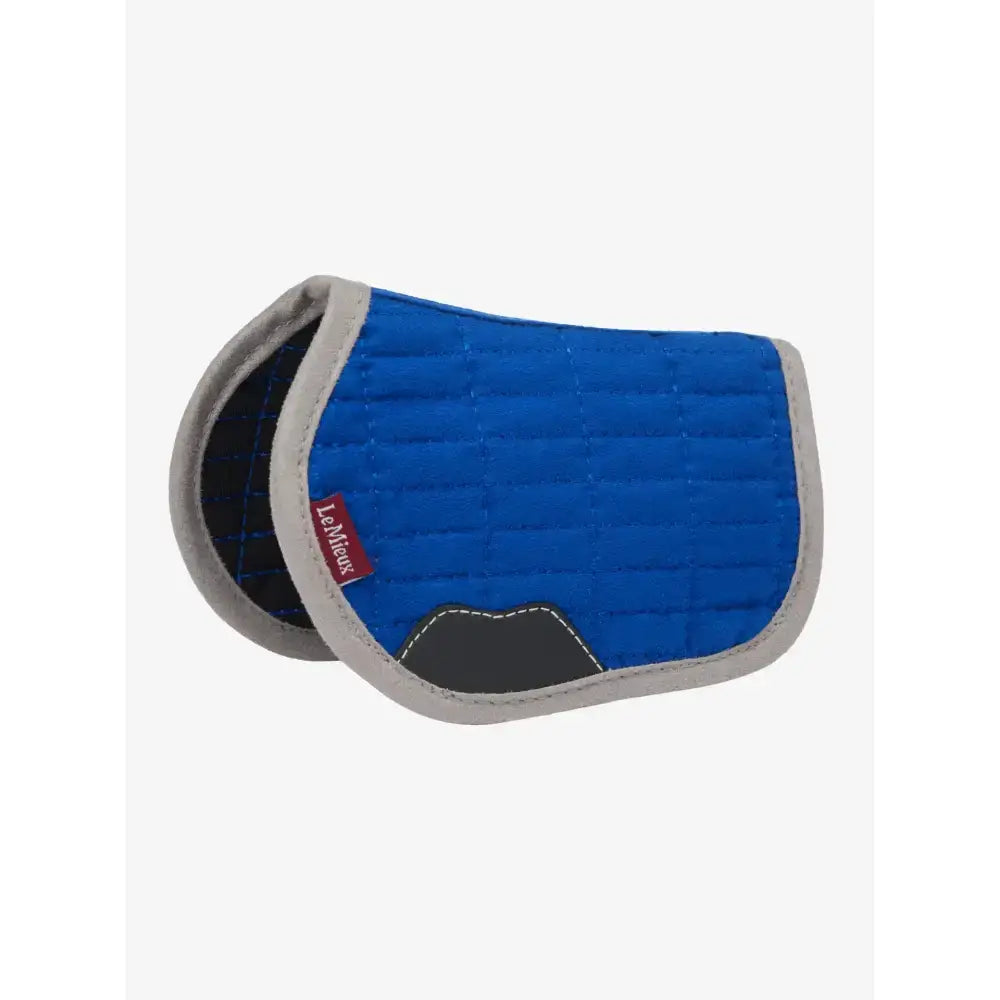 Blue quilted lemieux toy pony jump pad benetton with gray trim and reinforced patch for pony jumping