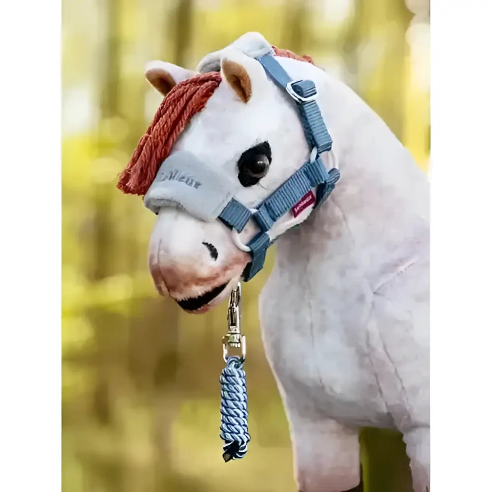 Lemieux toy pony vogue headcollar and ice blue leadrope with red rope and silver clasp for plush toy horses