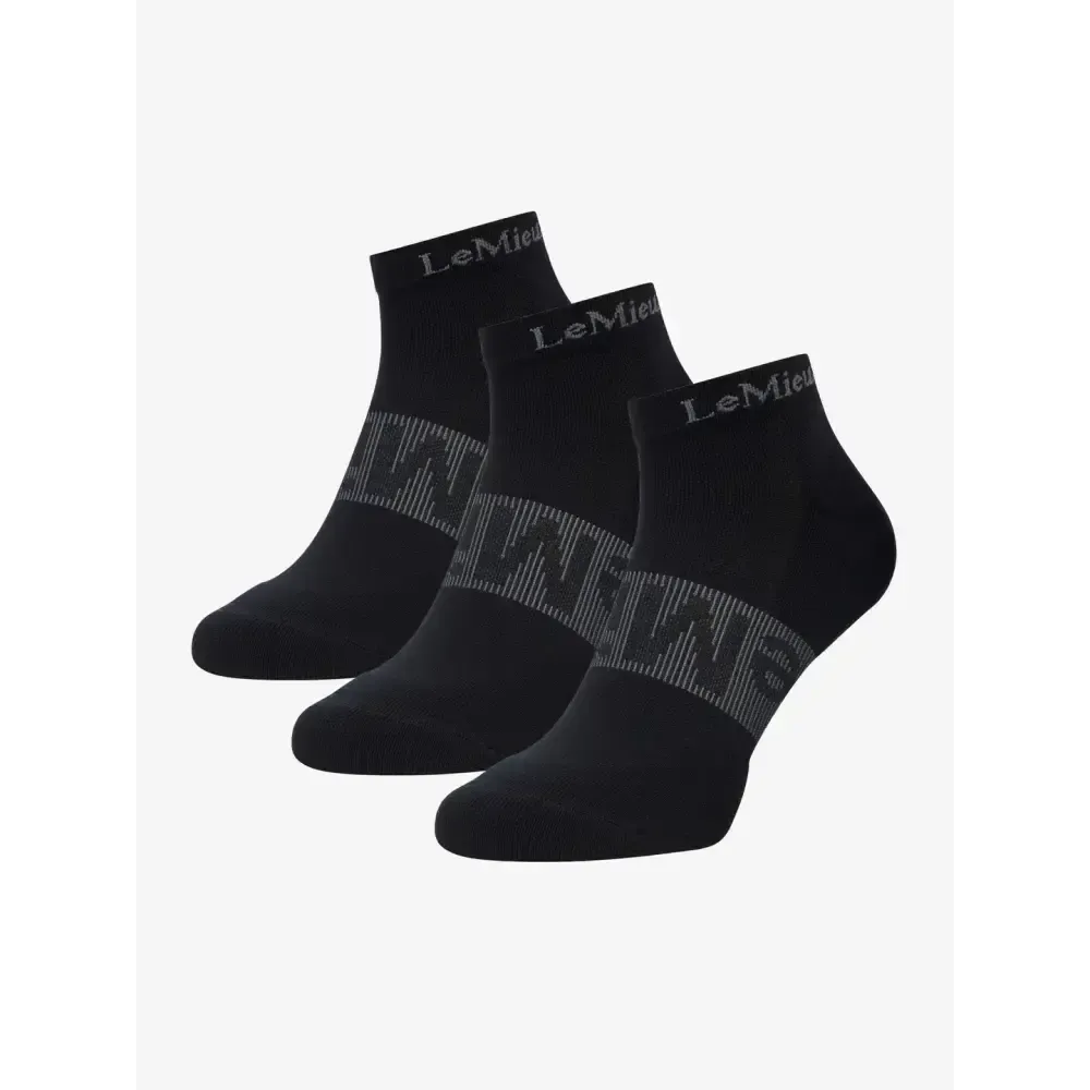 Lemieux Trainer Socks 3 Pack Black Black Small Trainer Socks