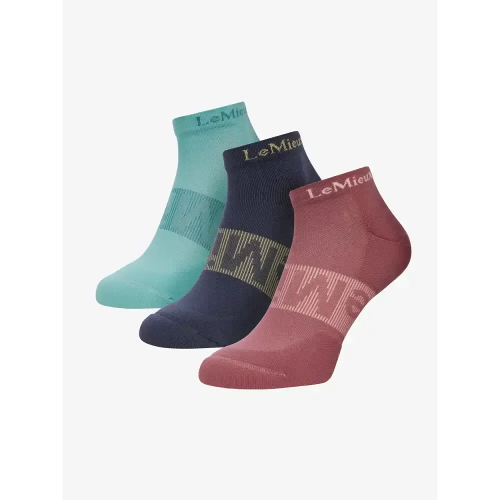 Lemieux Trainer Socks 3 Pack Rosewood/Dusk/Aqua Rosewood/Dusk/Aqua Small Trainer Socks