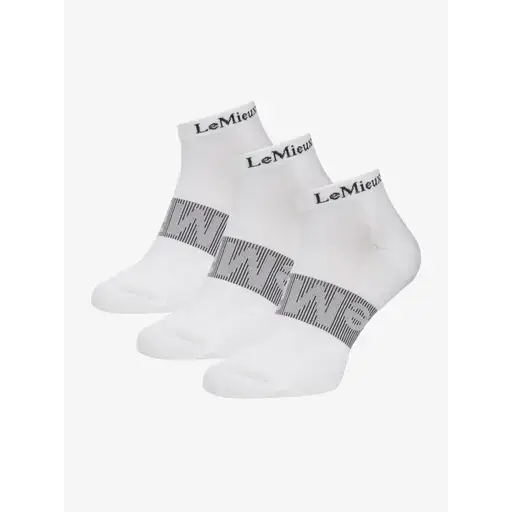 Lemieux Trainer Socks 3 Pack White White Small Trainer Socks