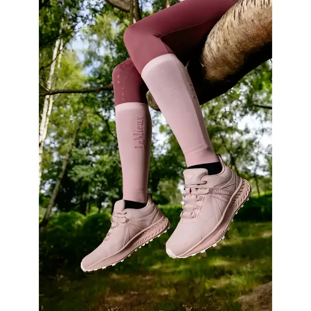 Pink lemieux trax viva waterproof trainer blossom sneakers with textured upper white laces and subtle side branding