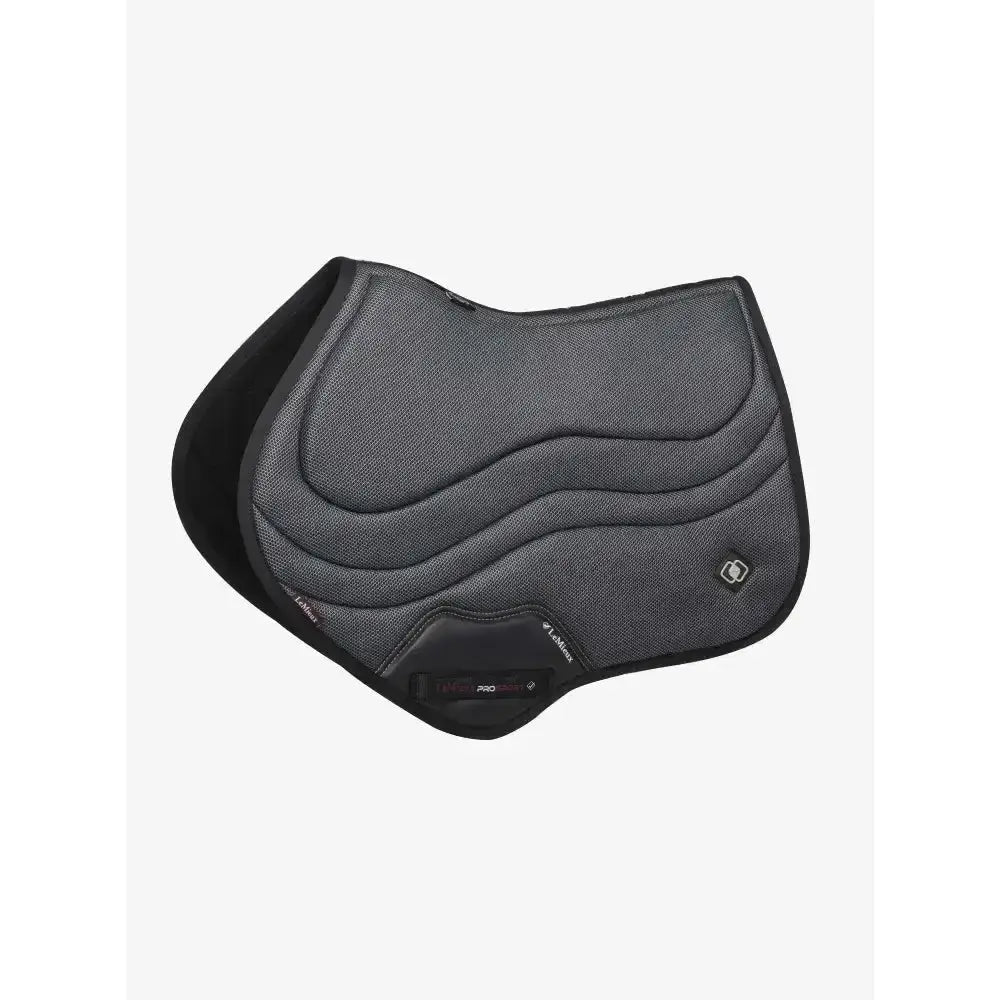 Black and gray textured lemieux ultra mesh close contact saddle pad with wavy stitching rapidly dissipates heat