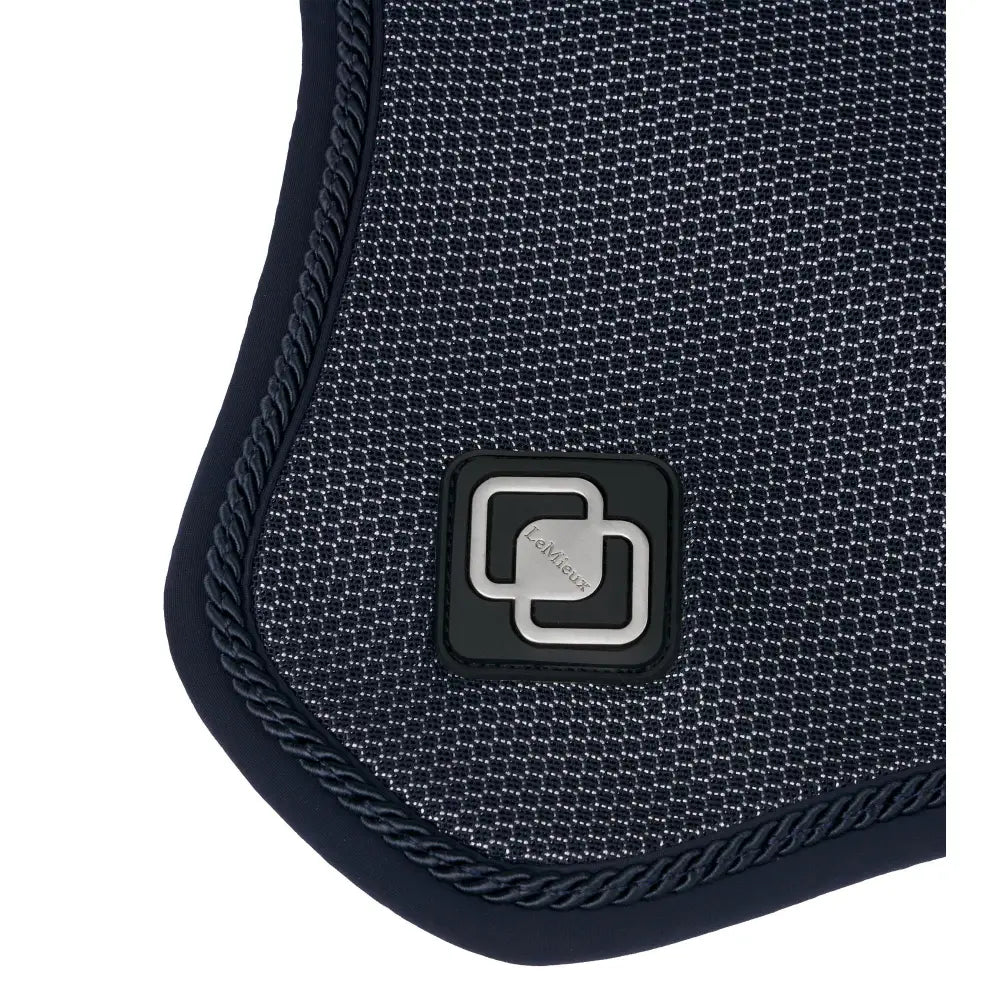 Dark navy lemieux ultra mesh fly hood with textured woven pattern and braided edge trim for mesh fly hood dark navy use