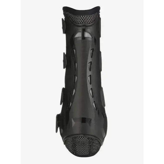 Black plastic lemieux ultra mesh snug boots hind with mesh panels and adjustable straps for ventilation and support