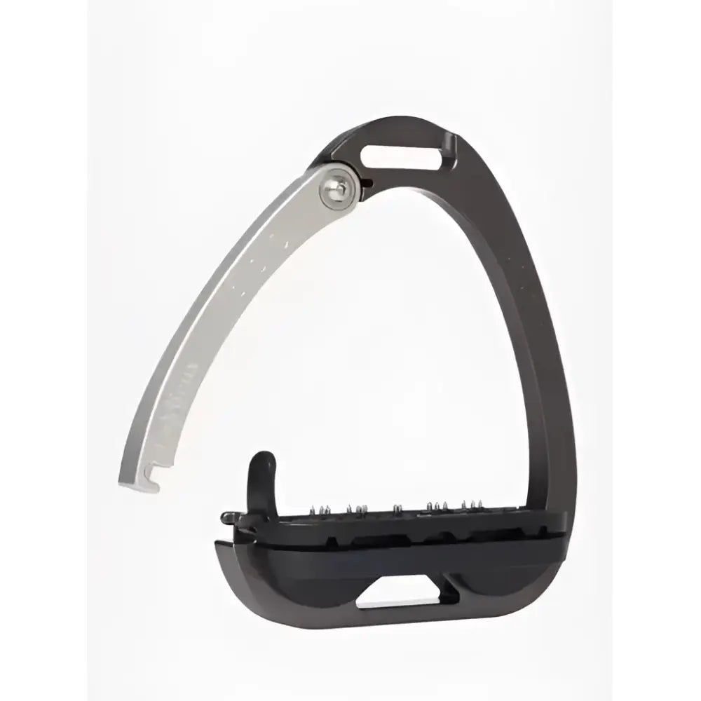 Black and silver lemieux vector balance stirrup carbon silver made of aviation grade aluminium with adjustable metal hardware