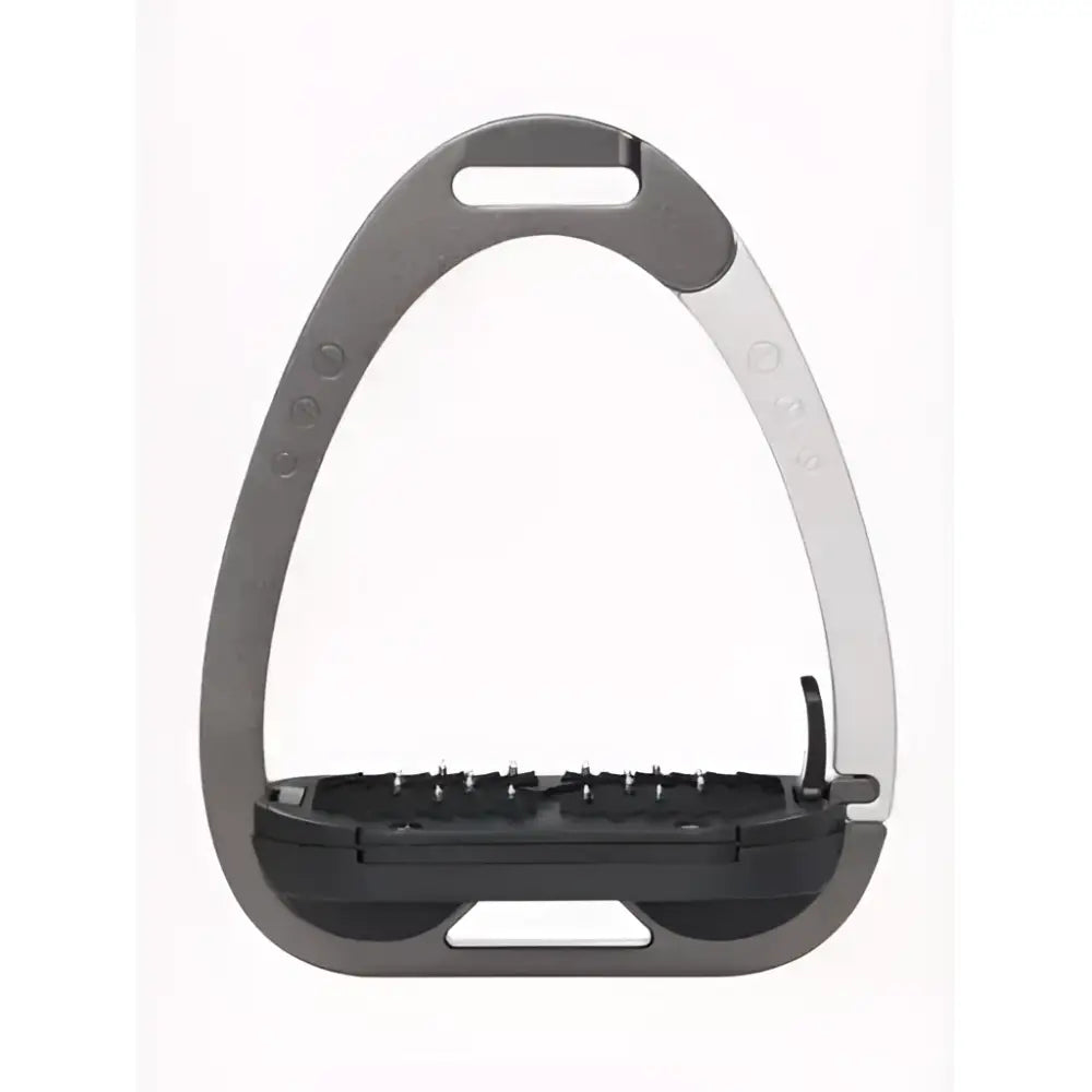 Gray and black lemieux vector balance stirrup carbon silver with aviation grade aluminium and textured grip surface
