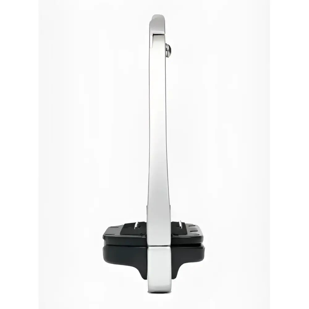 Silver lemieux vector control stirrup made from aviation grade aluminium with black rubber footpad for impressive strength-to-weight ratio