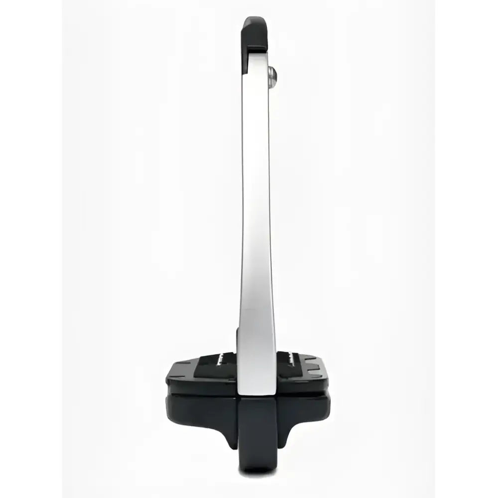 Silver and black lemieux vector stirrup made from aviation grade aluminium with a sleek modern design and classic style expected