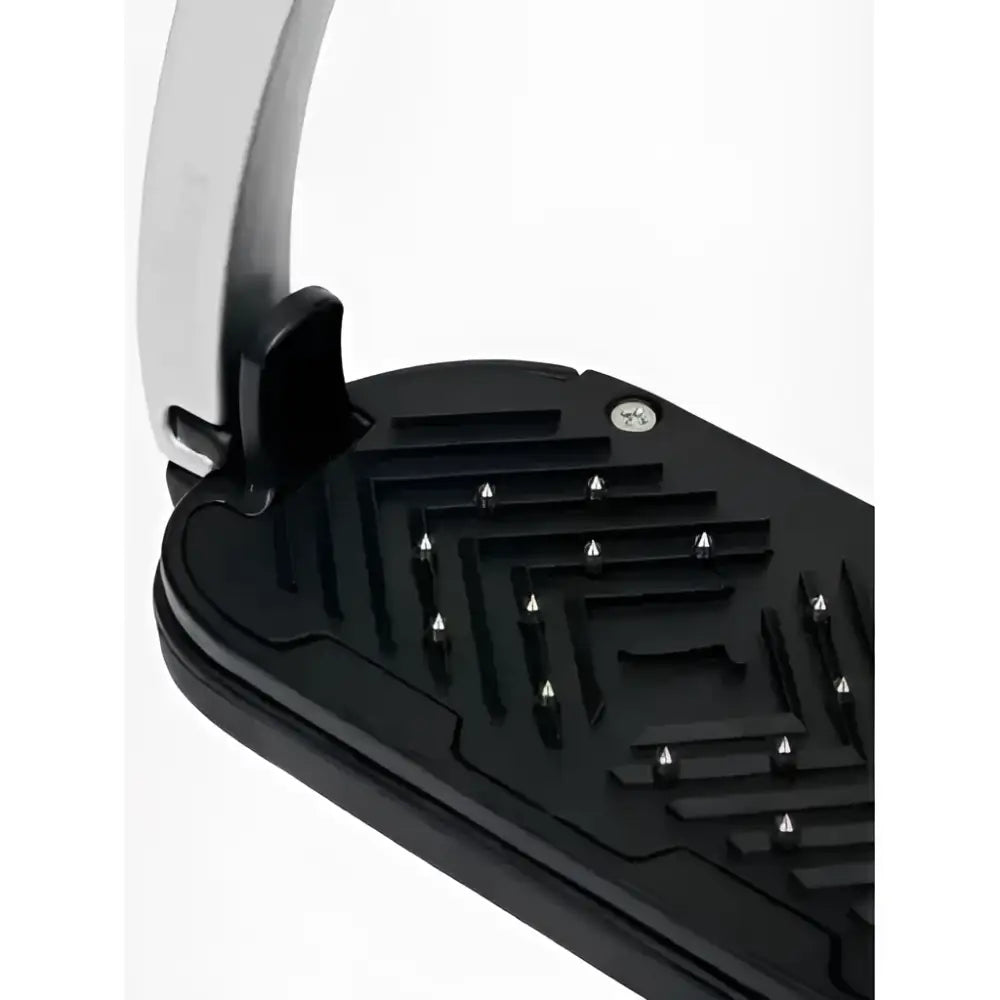 Black rubberized step plate with raised diamond pattern and silver aviation grade aluminium bracket lemieux vector classic style