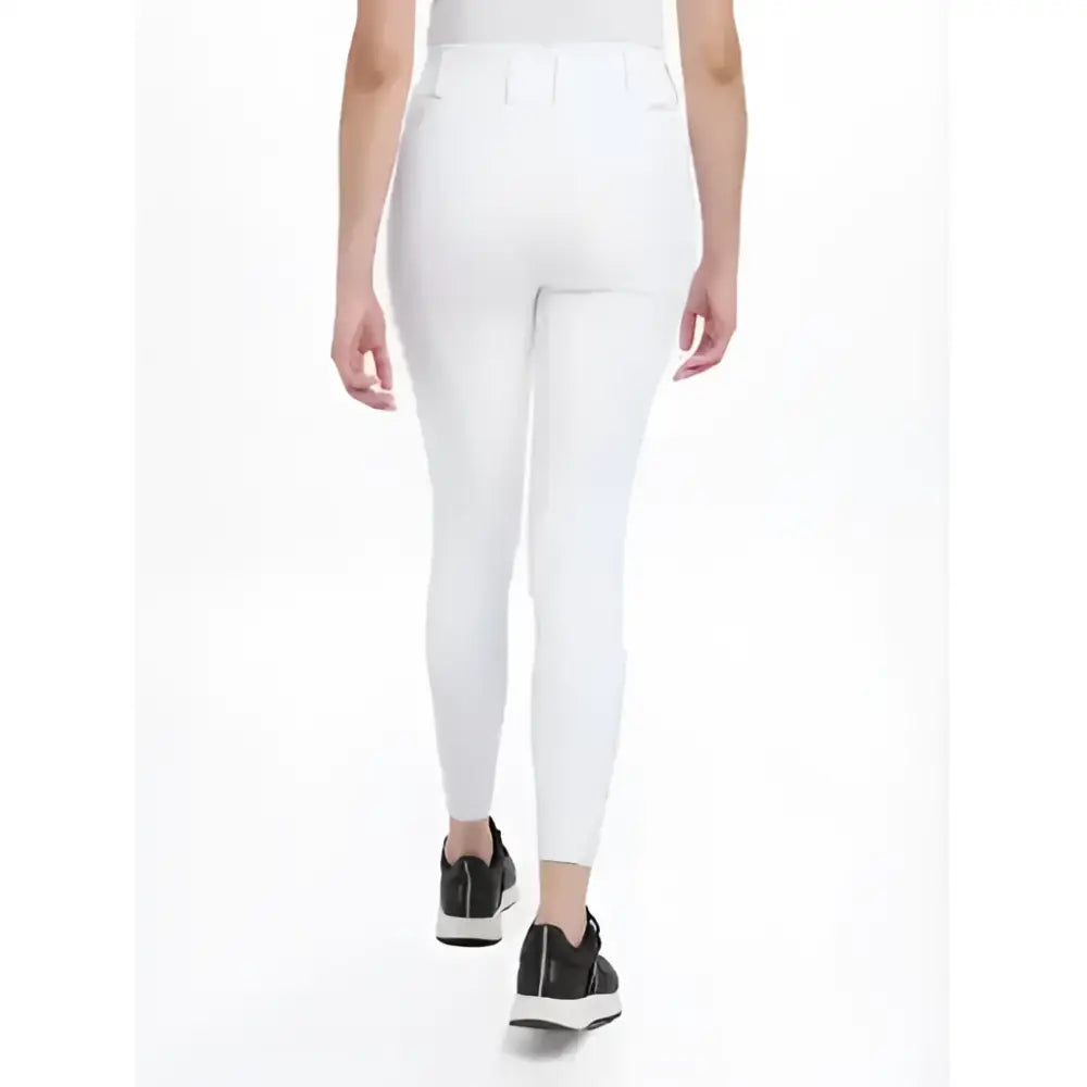 White high-waisted lemieux victoria breech riding pants with a sleek form-fitting design and suede seat white