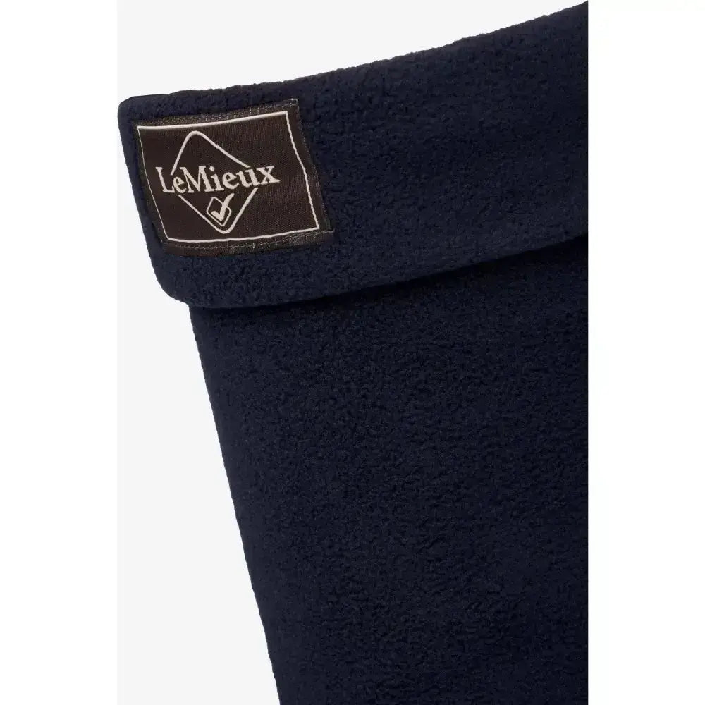 Dark navy blue fleece lemieux wellington boot sock with brown lemieux brand label for comfy wellie boot wear
