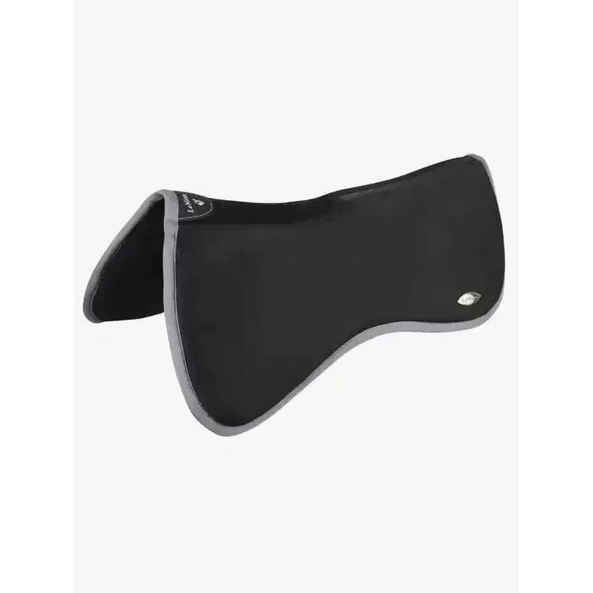 Black lemieux wither relief memory foam half pad with gray trim and subtle logo for superb low profile comfort