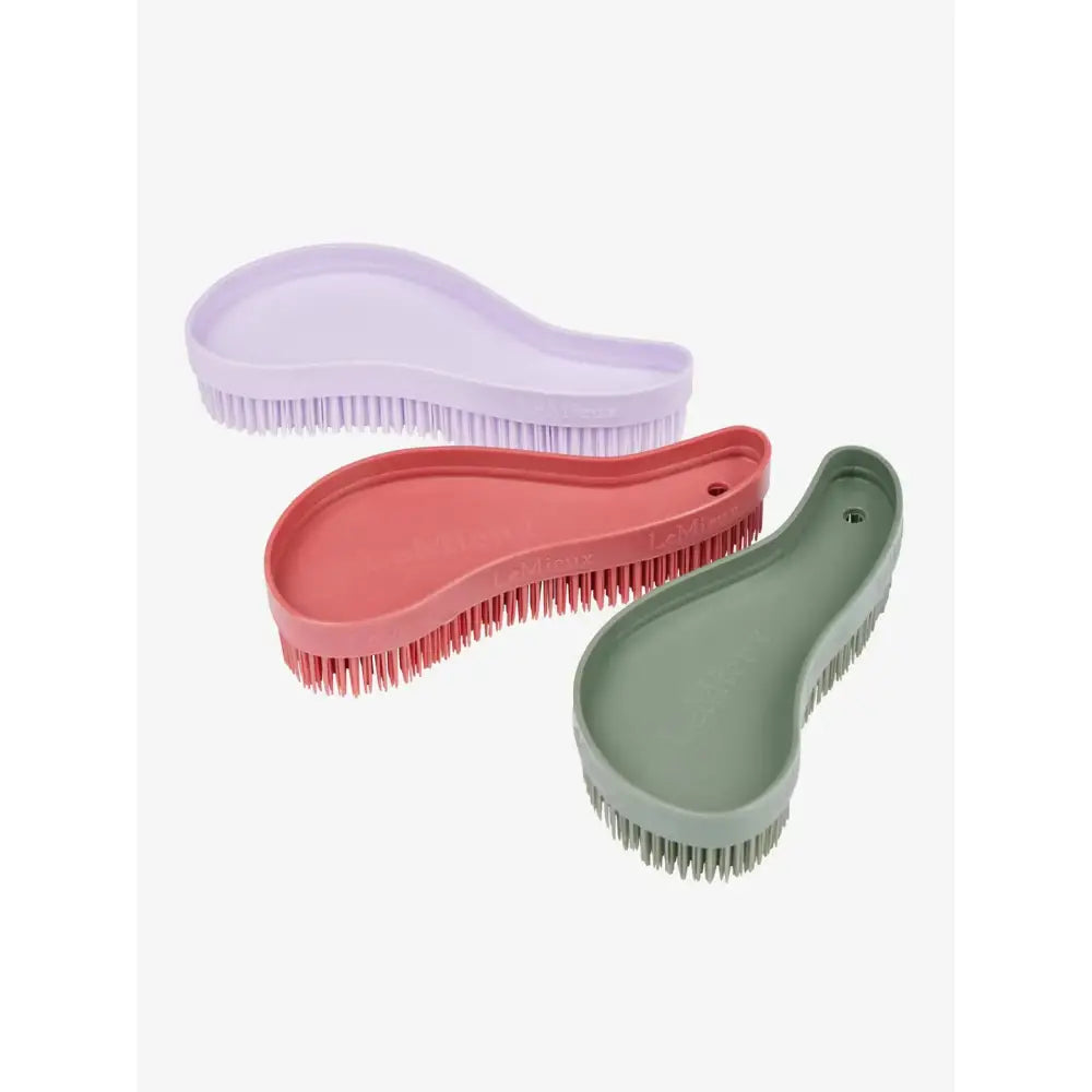 Three pastel lemieux wizard brush trio cranberry lilac rosemary with ergonomic handles and soft bristles