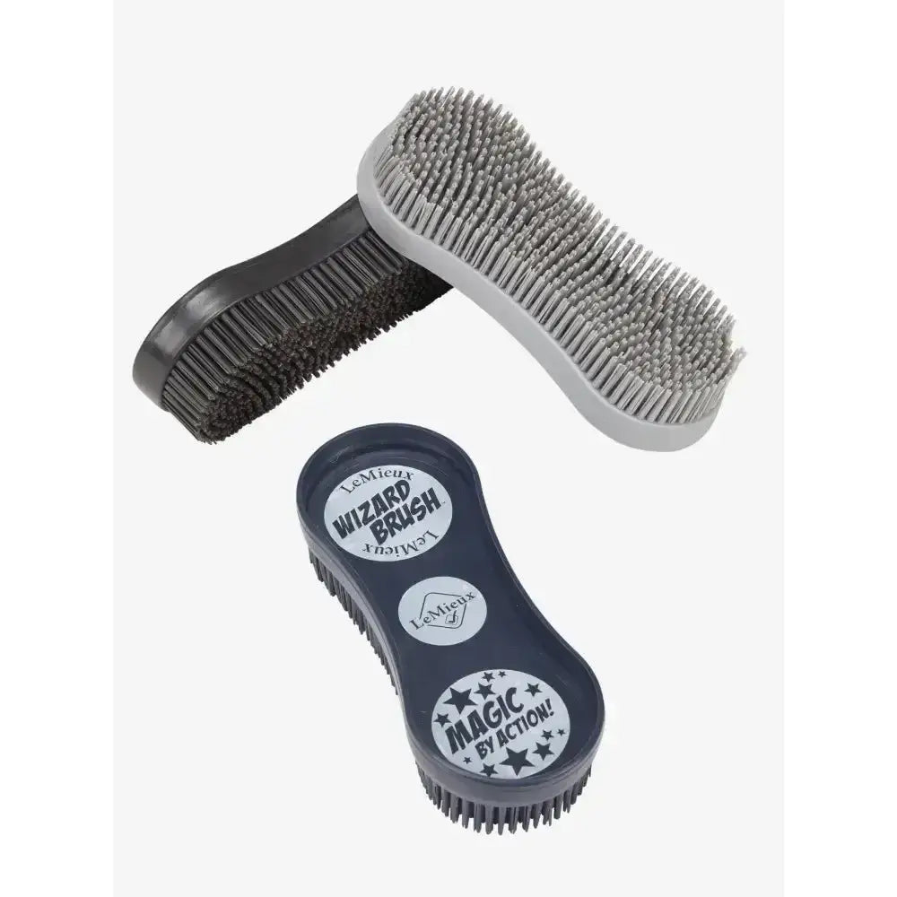 Lemieux wizard brush with sleek black handle and silver bristles from the brush trio navy perfect for horse grooming