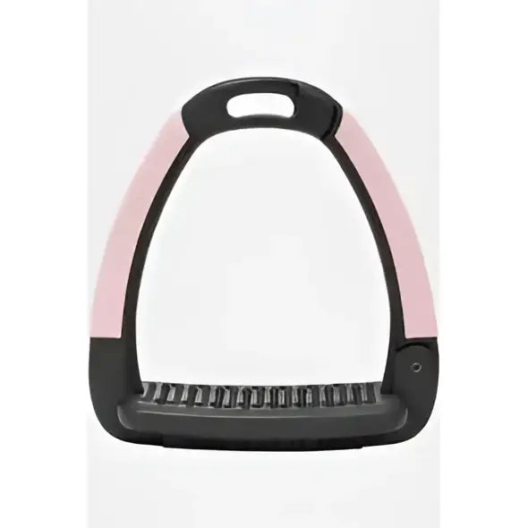 Pink and black lemieux x horsena swap 2.0 stirrup blossom with textured non-slip footbed for secure footing