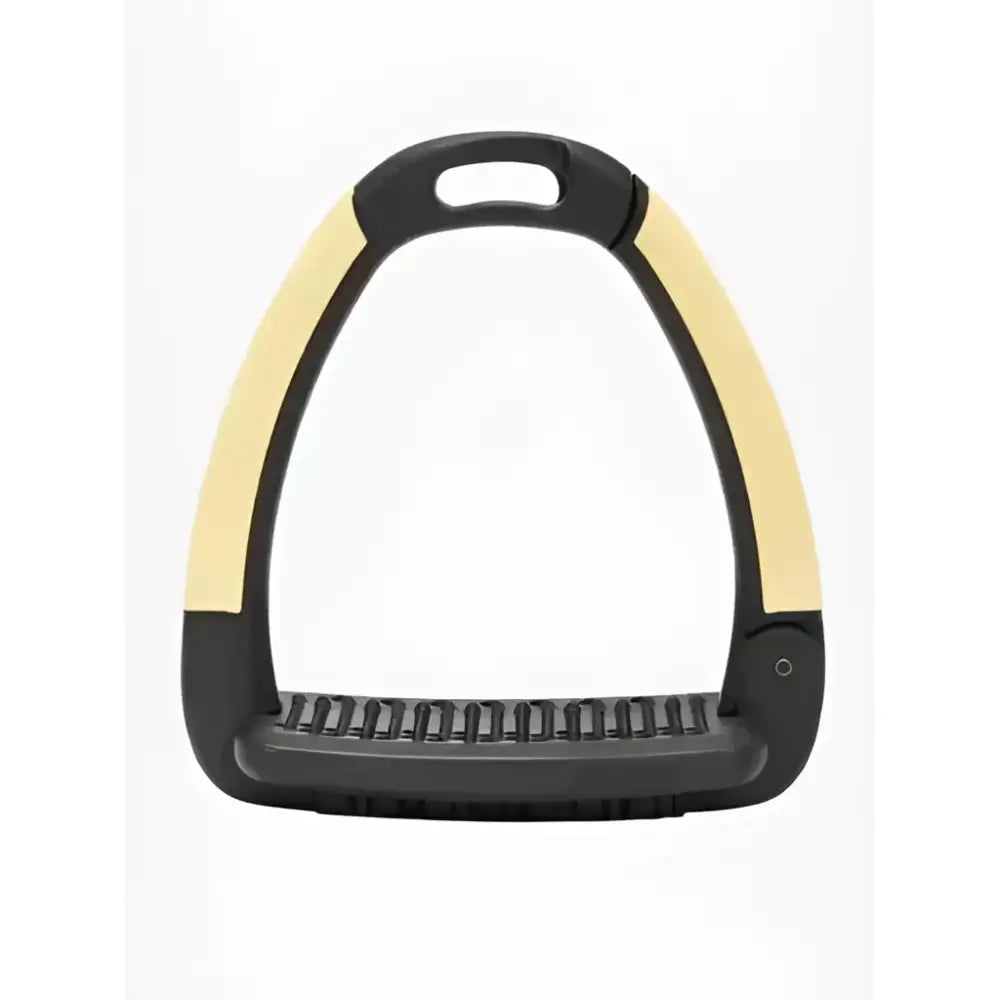 Black and cream lemieux x horsena horsena swap stirrup mimosa with textured non-slip rubber sole for riding safety