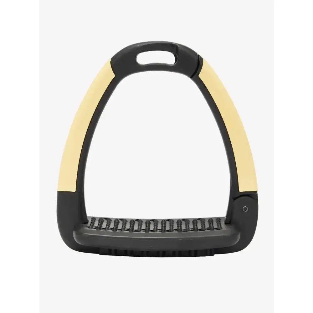 Lemieux x horsena black and cream horsena swap stirrup with non slip textured footbed and stirrup arm covers mimosa