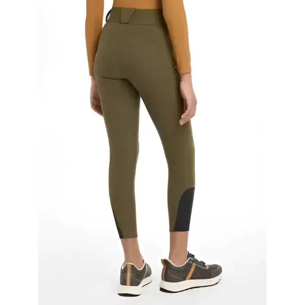 Olive green lemieux young rider ella winter breggings with black lower leg panels perfect for young riders