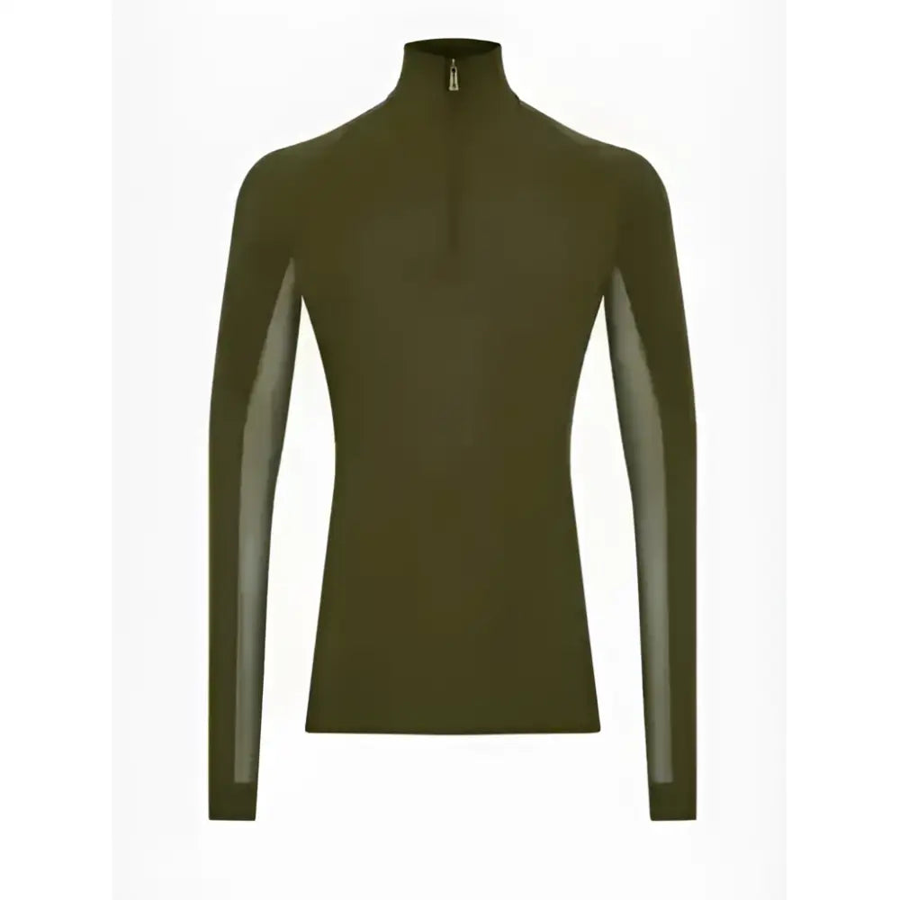Olive green lemieux young rider hope long sleeve athletic top with sheer mesh panels for lightweight comfort
