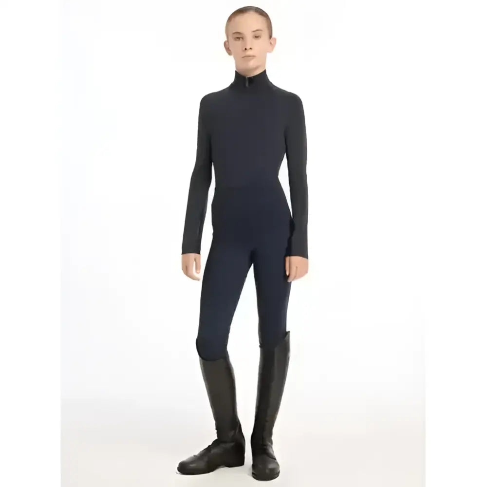 Black fitted high neck long sleeve bodysuit lemieux young rider lightweight base layer young rider hope navy