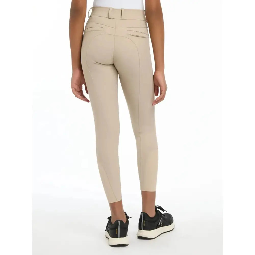 Beige lemieux young rider izzy full seat breeches almond with fitted design and subtle stitching details