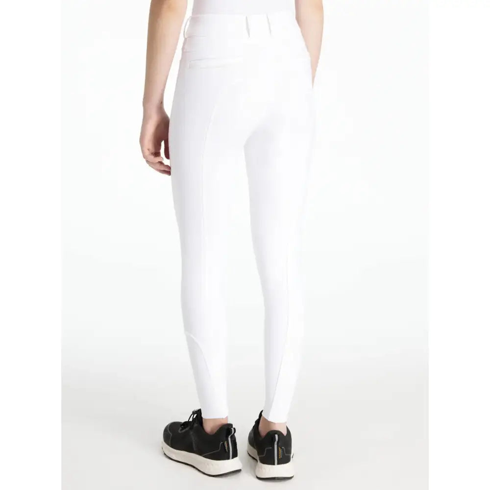 White high waisted lemieux young rider izzy knee grip breeches with sleek form fitting design and grip breeches white