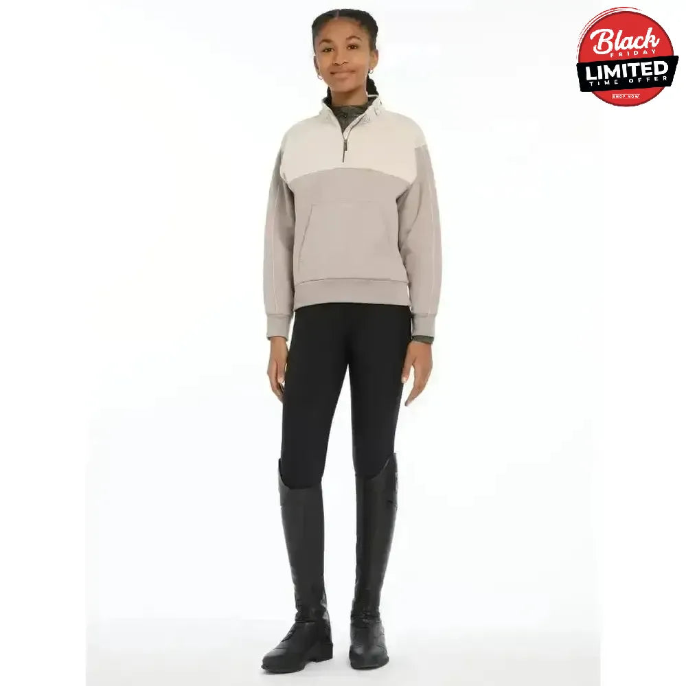 Lemieux Young Rider Kate Quarter Zip Sweat Ash/Stone 7-8 Years Ash / Stone Coats & Jackets