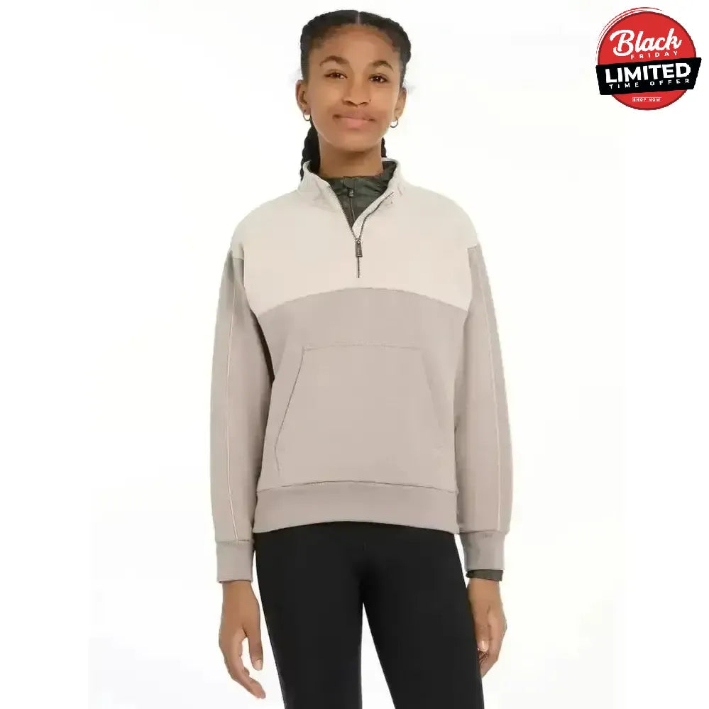 Lemieux Young Rider Kate Quarter Zip Sweat Ash/Stone 7-8 Years Ash / Stone Coats & Jackets