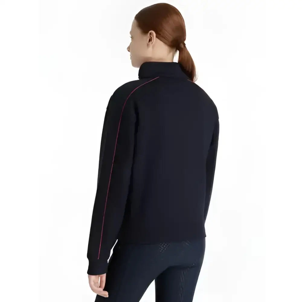 Black lemieux young rider kate quarter zip athletic jacket with red piping zip sweat navy style