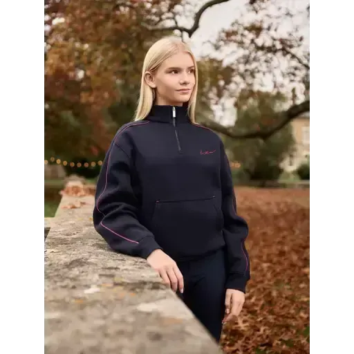 Lemieux Young Rider Kate Quarter Zip Sweat Navy/Cranberry Navy/Cranberry 7-8 years Jumpers
