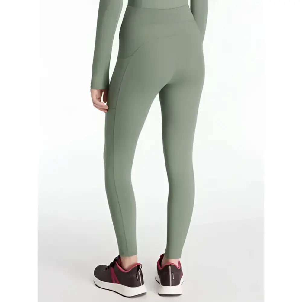 Olive green high-waisted lemieux young rider nell brushed pull ons with side seam pockets and sleek fit