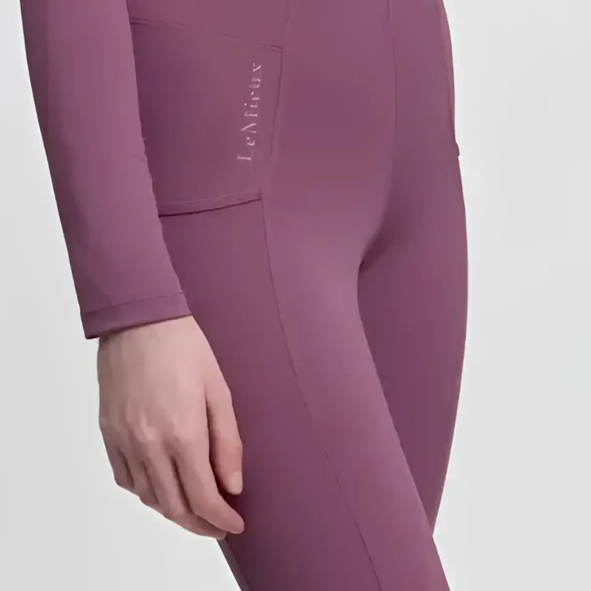 Purple lemieux young rider breech mallow leggings with smooth, form-fitting fabric and subtle stitching for active riders